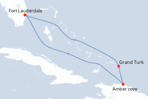 Carte itinéraire croisière Caribbean Getaway with Grand Turk - 5 jours au départ de Fort Lauderdale - Caraïbes Bahamas