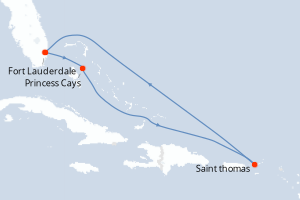 Carte itinéraire croisière Eastern Caribbean with St. Thomas - 7 jours au départ de Fort Lauderdale - Caraïbes Bahamas
