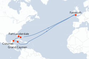 Carte itinéraire croisière Western Caribbean with Grand Cayman - 7 jours au départ de Fort Lauderdale - Caraïbes Bahamas