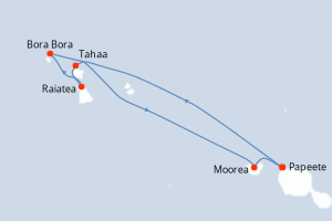Carte itinéraire croisière France - 7 jours au départ de Papeete - Tahiti