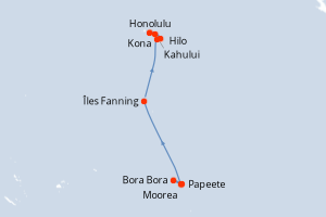 Carte itinéraire croisière France, Kiribati, États-Unis - 12 jours au départ de Papeete - Hawaii