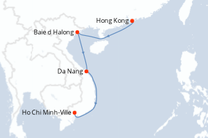 Carte itinéraire croisière Chine, Vietnam - 7 jours au départ de Hong Kong - Asie