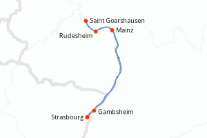 Carte itinéraire croisière Magie de Noël, saveurs et traditions de l Avent en croisière sur le Rhin - 4 jours au départ de Strasbourg - Rhin Main Moselle