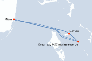 Carte itinéraire croisière États-Unis, Bahamas - 7 jours au départ de Miami - Caraïbes Bahamas