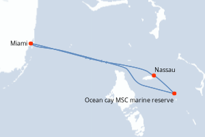 Carte itinéraire croisière États-Unis, Bahamas - 7 jours au départ de Miami - Caraïbes Bahamas