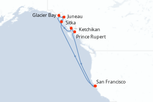 Carte itinéraire croisière Paso interior con el Parque Nacional de - 10 jours au départ de San Francisco - Amérique du Nord