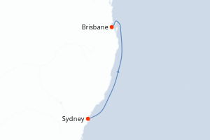 Carte itinéraire croisière Escapada por Australia - 3 jours au départ de Sydney - Australie Nouvelle Zélande