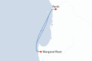 Carte itinéraire croisière Western Australia Seacation - 4 jours au départ de Perth - Australie Nouvelle Zélande