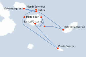 Carte itinéraire croisière Sur les traces de Darwin - 6 jours au départ de Baltra - Galapagos