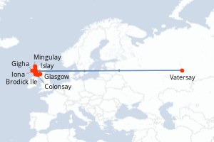 Carte itinéraire croisière Îles Écossaises ? Les Hébrides d?île en île - 10 jours au départ de Glasgow - Europe du Nord