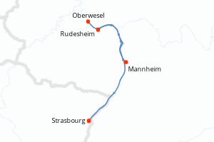 Carte itinéraire croisière Croisière festival : légendes, festivités et gourmandises sur le Rhin Romantique - 3 jours au départ de Strasbourg - Rhin Main Moselle