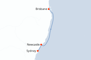 Carte itinéraire croisière Mini Crucero: Sídney - 3 jours au départ de Brisbane - Australie Nouvelle Zélande