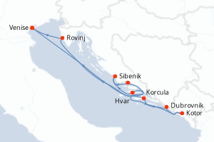 Carte itinéraire croisière L essentiel de la Croatie - 7 jours au départ de Venise - Méditerranée