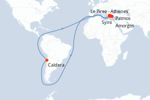 Carte itinéraire croisière Festival de Pâques au c?ur des îles grecques - 7 jours au départ de Le Piree - Athenes - Méditerranée