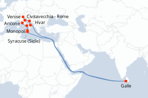 Carte itinéraire croisière Rivages légendaires d?Italie et de Croatie - 8 jours au départ de Venise - Méditerranée