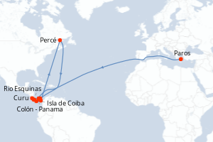 Carte itinéraire croisière Secrets d Amérique centrale - 10 jours au départ de Paros - Riviera Mexicaine