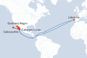 Carte itinéraire croisière Exploration au c?ur de la Basse-Californie - 10 jours au départ de Cabo san Lucas - Riviera Mexicaine