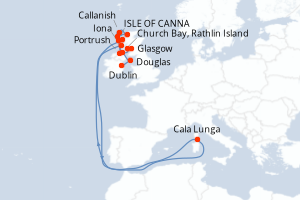Carte itinéraire croisière L archipel des Hébrides, immersion au c?ur d un monde sauvage - 9 jours au départ de Dublin - Europe du Nord