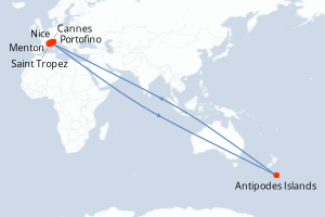 Carte itinéraire croisière La French Riviera sous les voiles du Ponant - 7 jours au départ de Nice - Méditerranée
