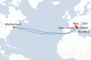 Carte itinéraire croisière Rivages corses sous les voiles du Ponant - 7 jours au départ de Nice - Méditerranée