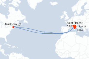 Carte itinéraire croisière La grande boucle corse - 9 jours au départ de Nice - Méditerranée
