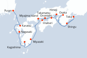 Carte itinéraire croisière Au c?ur du Japon authentique - 12 jours au départ de Pusan - Asie