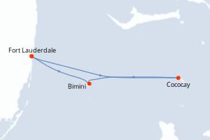 Carte itinéraire croisière États-Unis, Bahamas - 4 jours au départ de Fort Lauderdale - Caraïbes Bahamas