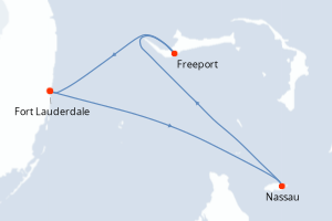Carte itinéraire croisière États-Unis, Bahamas - 4 jours au départ de Fort Lauderdale - Caraïbes Bahamas