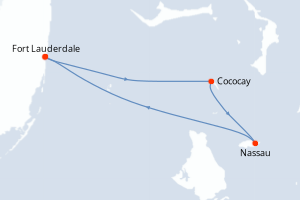 Carte itinéraire croisière États-Unis, Bahamas - 4 jours au départ de Fort Lauderdale - Caraïbes Bahamas