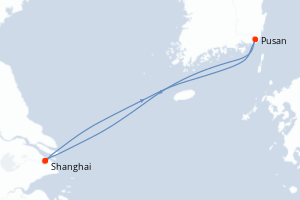 Carte itinéraire croisière Chine, Japon - 4 jours au départ de Shanghai - Asie