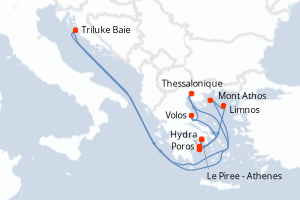 Carte itinéraire croisière Douceur automnale en mer Egée - 7 jours au départ de Le Piree - Athenes - Méditerranée