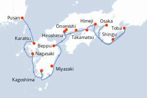 Carte itinéraire croisière Au c?ur du Japon authentique - 12 jours au départ de Osaka - Asie