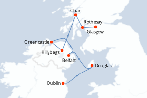 Carte itinéraire croisière De l Irlande à l Ecosse : voyage en terres celtiques - 7 jours au départ de Dublin - Europe du Nord