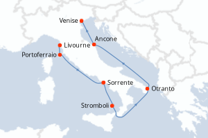 Carte itinéraire croisière Le luxe à l?italienne : savoir-faire d?excellence - 10 jours au départ de Livourne - Méditerranée