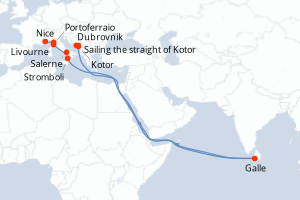Carte itinéraire croisière De la Cité des Anges aux rivages adriatiques - 7 jours au départ de Nice - Adriatique