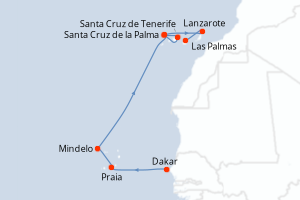 Carte itinéraire croisière Entre volcans et océan, du Cap-Vert aux Canaries - 10 jours au départ de Dakar - Iles Canaries