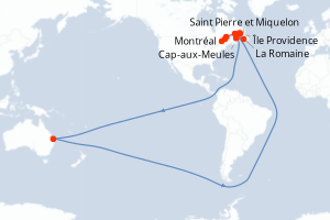 Carte itinéraire croisière Exploration au gré du Saint-Laurent - 11 jours au départ de Saint Pierre et Miquelon - Amérique du Nord