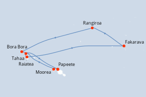 Carte itinéraire croisière Polynésie - 10 jours au départ de Papeete - Tahiti