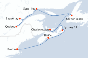 Carte itinéraire croisière Canadá clásico y Nueva Inglaterra - 11 jours au départ de Quebec - Amérique du Nord