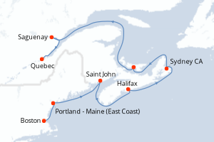 Carte itinéraire croisière Canadá y Nueva Inglaterra - 10 jours au départ de Boston - Amérique du Nord