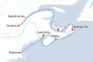 Carte itinéraire croisière Canadá y Nueva Inglaterra - 10 jours au départ de Boston - Amérique du Nord