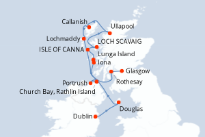 Carte itinéraire croisière L archipel des Hébrides, immersion au c?ur d un monde sauvage - 9 jours au départ de Dublin - Europe du Nord