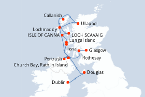 Carte itinéraire croisière L archipel des Hébrides, immersion au c?ur d un monde sauvage - 9 jours au départ de Dublin - Europe du Nord