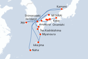 Carte itinéraire croisière Îles subtropicales et Japon ancestral - 13 jours au départ de Naha - Asie