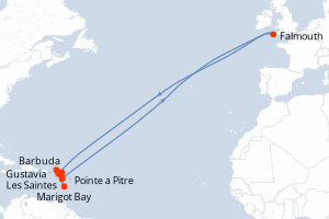 Carte itinéraire croisière Histoire et culture dans les bijoux des Caraïbes - 7 jours au départ de Pointe a Pitre - Caraïbes Bahamas