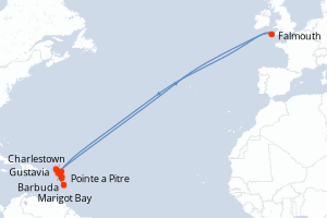 Carte itinéraire croisière Histoire et culture dans les bijoux des Caraïbes - 7 jours au départ de Marigot Bay - Caraïbes Bahamas