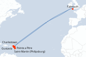 Carte itinéraire croisière Histoire et culture dans les bijoux des Caraïbes - 7 jours au départ de Saint-Martin (Philipsburg) - Caraïbes Bahamas