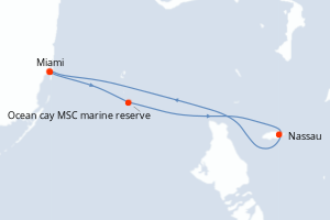Carte itinéraire croisière États-Unis, Bahamas - 4 jours au départ de Miami - Caraïbes Bahamas
