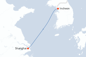 Carte itinéraire croisière Chine, Corée du Sud - 3 jours au départ de Shanghai - Asie