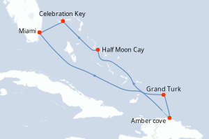 Carte itinéraire croisière États-Unis, République Dominicaine, Bahamas - 7 jours au départ de Miami - Caraïbes Bahamas